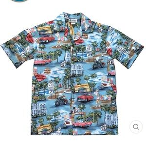 Aloha Republic Hawaiian Shirt‎ 2XL Beach Island Motorcycle Drive-In Car H…